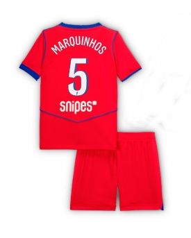 Billige Fotballdrakt Paris Saint-Germain Marquinhos #5 Replika Tredjedraktsett Barn 2025-26 Kortermet (med bukser)